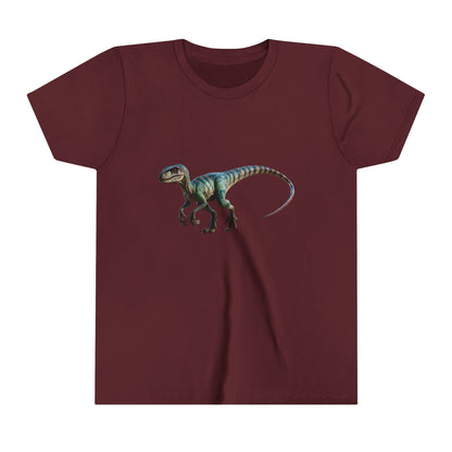 Youth Vibrant Velociraptor Adventure Tee – Unleash Your Inner Dino Explorer with Fierce Style! 🦖🌈 - Unisex Jersey Short Sleeve Tee Super Comfy Dino T-Shirt Gift