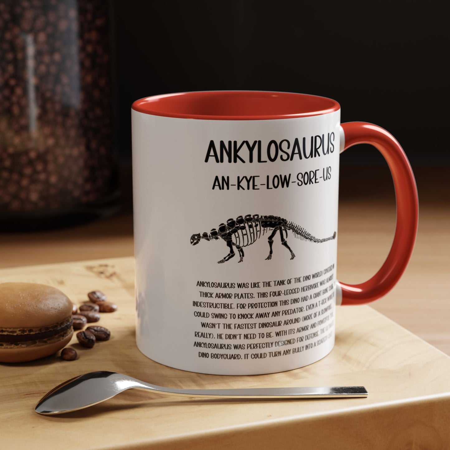 Fossil Ankylosaurus Mug with Detailed Black Graphic Amazing Gift for the Dino Lovers in your life