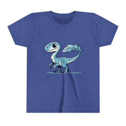 Youth Charming Blue Velociraptor Tee – Cool Dino Style with a Playful Twist! 🦖💙❄️ - Unisex Jersey Short Sleeve Tee Super Comfy Dino T-Shirt Gift