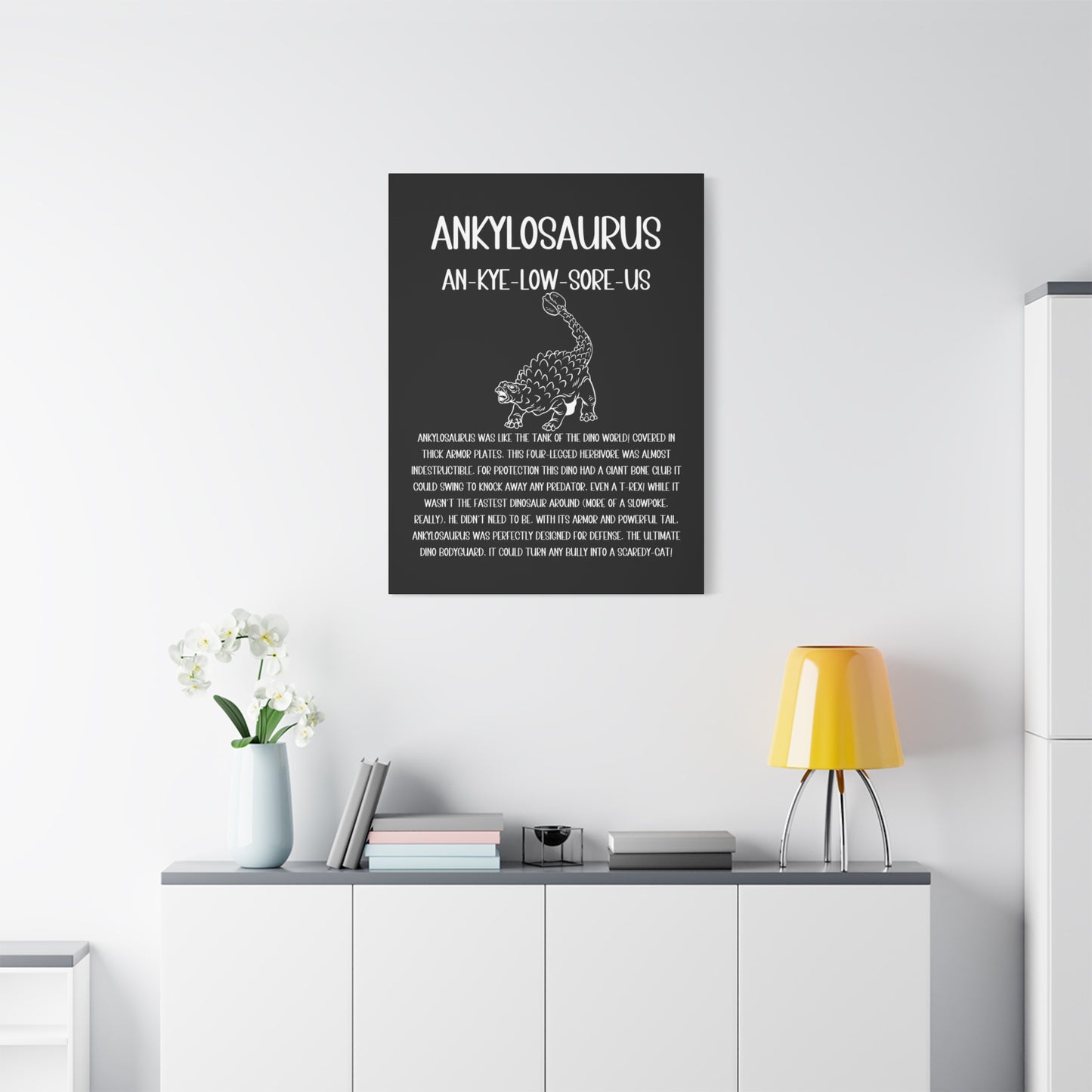 Defensive Ankylosaurus Vertical Matte Canvas Black, Stretched, 1.25" Amazing Gift for the Dino Lover in your life