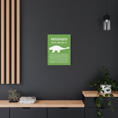 Ankylosaurus Vertical Matte Canvas Green, Stretched, 1.25" Amazing Gift for the Dino Lover in your life