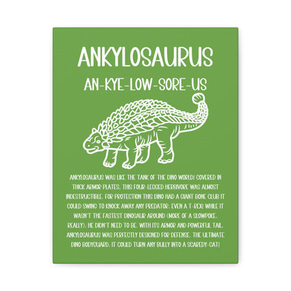 Outlined Ankylosaurus Vertical Matte Canvas Green, Stretched, 1.25" Amazing Gift for the Dino Lover in your life