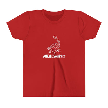 Youth Defensive Ankylosaurus T-Shirt with White Graphics - Unisex Jersey Short Sleeve Tee Super Comfy Dino T-Shirt Gift