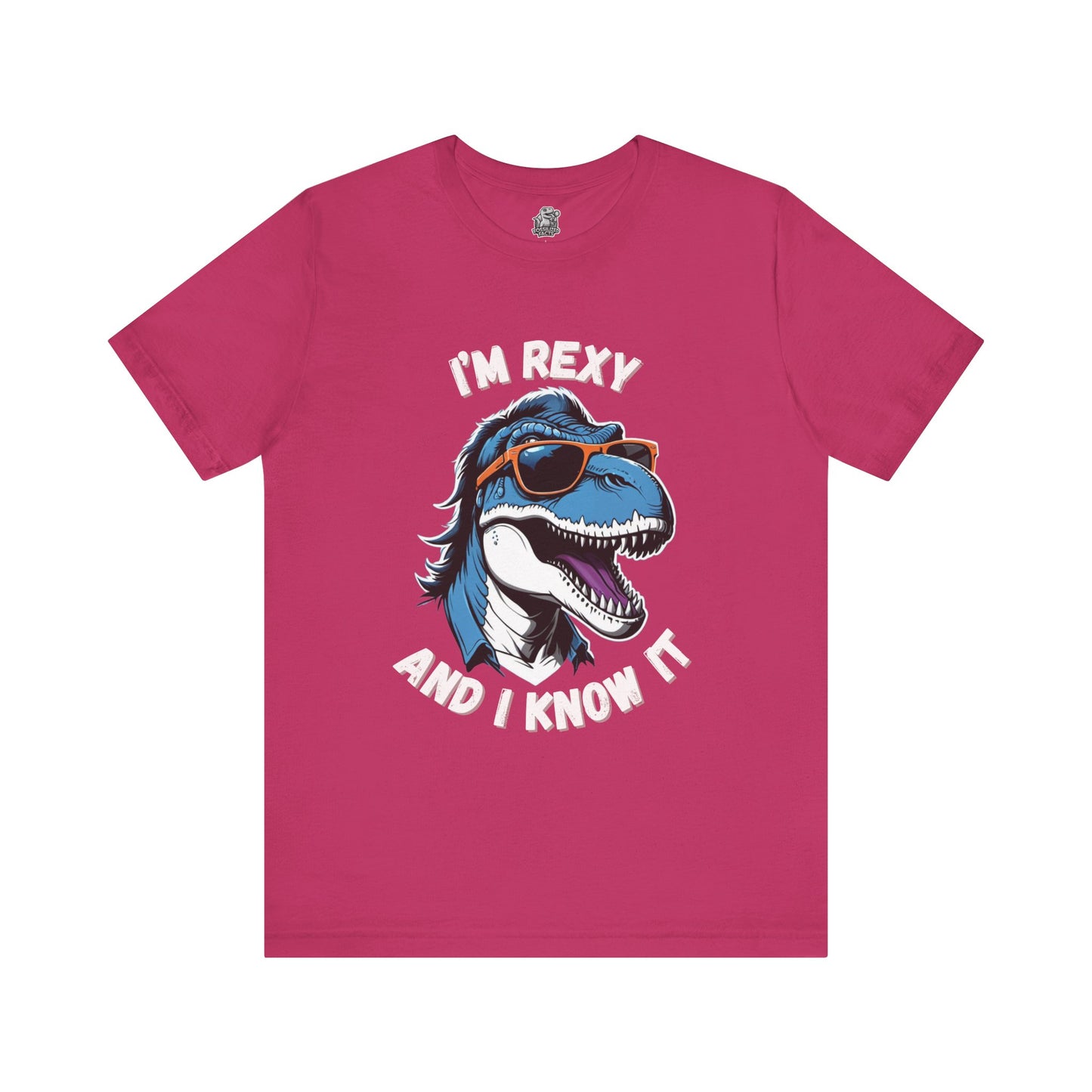 Rockstar Rex – I’m Rexy and I Know It Unisex T-Shirt with Cool T-Rex in Sunglasses & Hair