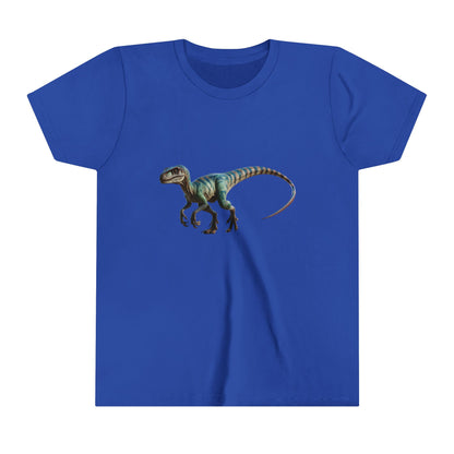 Youth Vibrant Velociraptor Adventure Tee – Unleash Your Inner Dino Explorer with Fierce Style! 🦖🌈 - Unisex Jersey Short Sleeve Tee Super Comfy Dino T-Shirt Gift