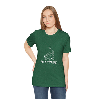 Defensive Ankylosaurus White Graphics- Unisex Jersey Short Sleeve Tee Super Comfy Dino T-Shirt Gift