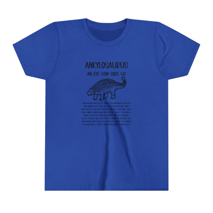 Copy of Youth Outlined Ankylosaurus T-Shirt with Black Graphics - Unisex Jersey Short Sleeve Tee Super Comfy Dino T-Shirt Gift