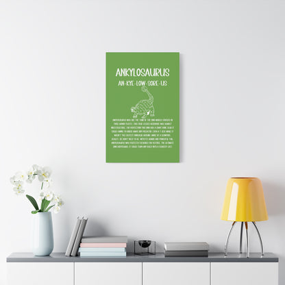 Defensive Ankylosaurus Vertical Matte Canvas Green, Stretched, 1.25" Amazing Gift for the Dino Lover in your life