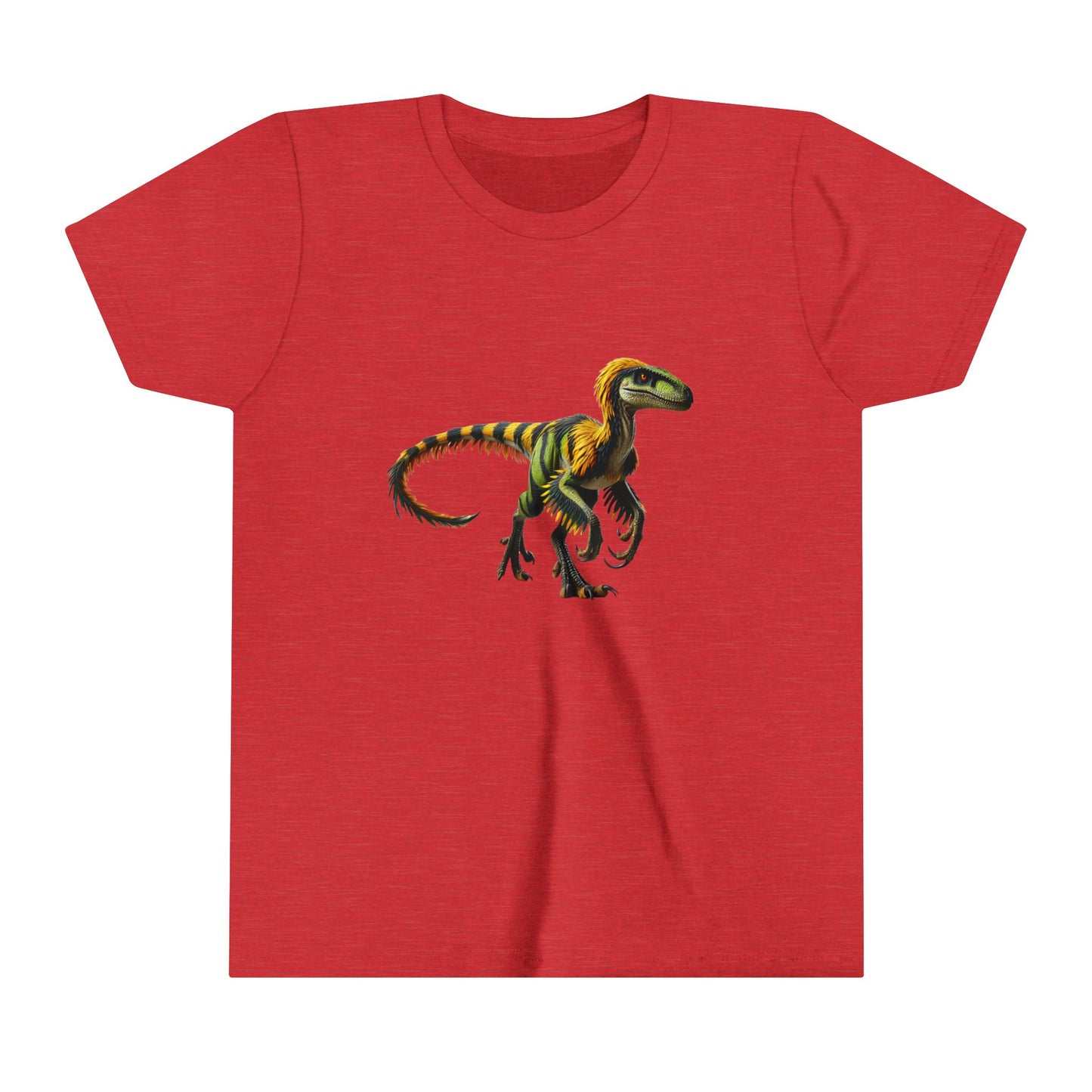 Youth Vibrant Jungle Velociraptor Tee – Bold Green & Yellow Dino Style! 🦖🌿🔥 - Unisex Jersey Short Sleeve Tee Super Comfy Dino T-Shirt Gift