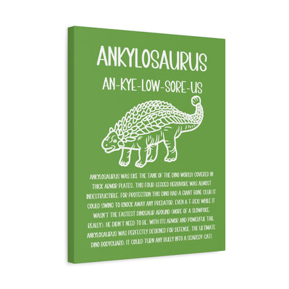 Outlined Ankylosaurus Vertical Matte Canvas Green, Stretched, 1.25" Amazing Gift for the Dino Lover in your life