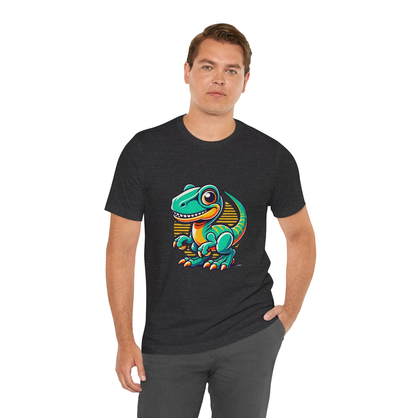 Retro Sunrise Velociraptor- Unisex Jersey Short Sleeve Tee Super Comfy Dino T-Shirt Gift