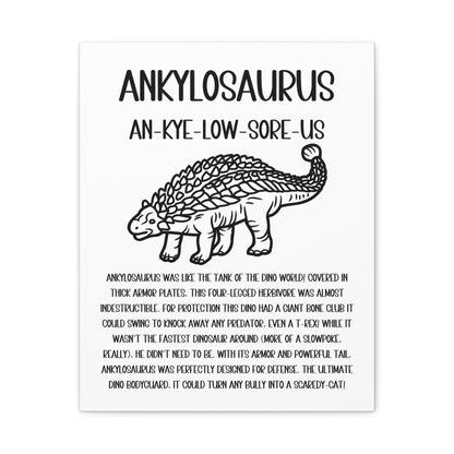 Outlined Ankylosaurus Vertical Matte Canvas White, Stretched, 1.25" Amazing Gift for the Dino Lover in your life