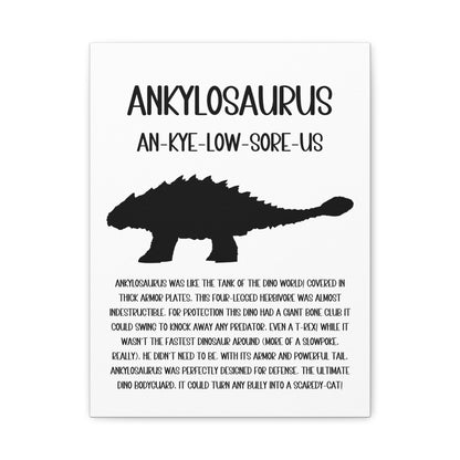 Ankylosaurus Vertical Matte Canvas White, Stretched, 1.25" Amazing Gift for the Dino Lover in your life