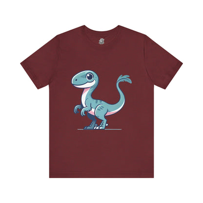 Adorable Blue Cartoon Cartoon Velociraptor - Unisex Jersey Short Sleeve Tee Super Comfy Dino T-Shirt Gift