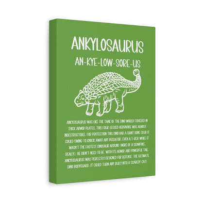 Outlined Ankylosaurus Vertical Matte Canvas Green, Stretched, 1.25" Amazing Gift for the Dino Lover in your life