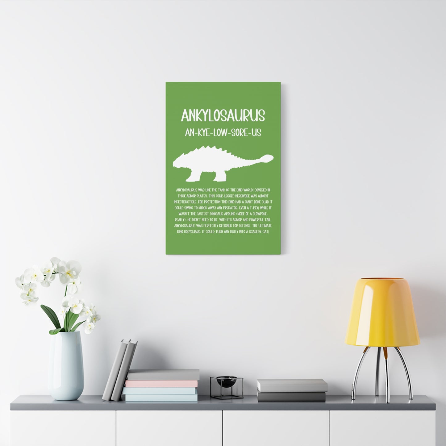 Ankylosaurus Vertical Matte Canvas Green, Stretched, 1.25" Amazing Gift for the Dino Lover in your life