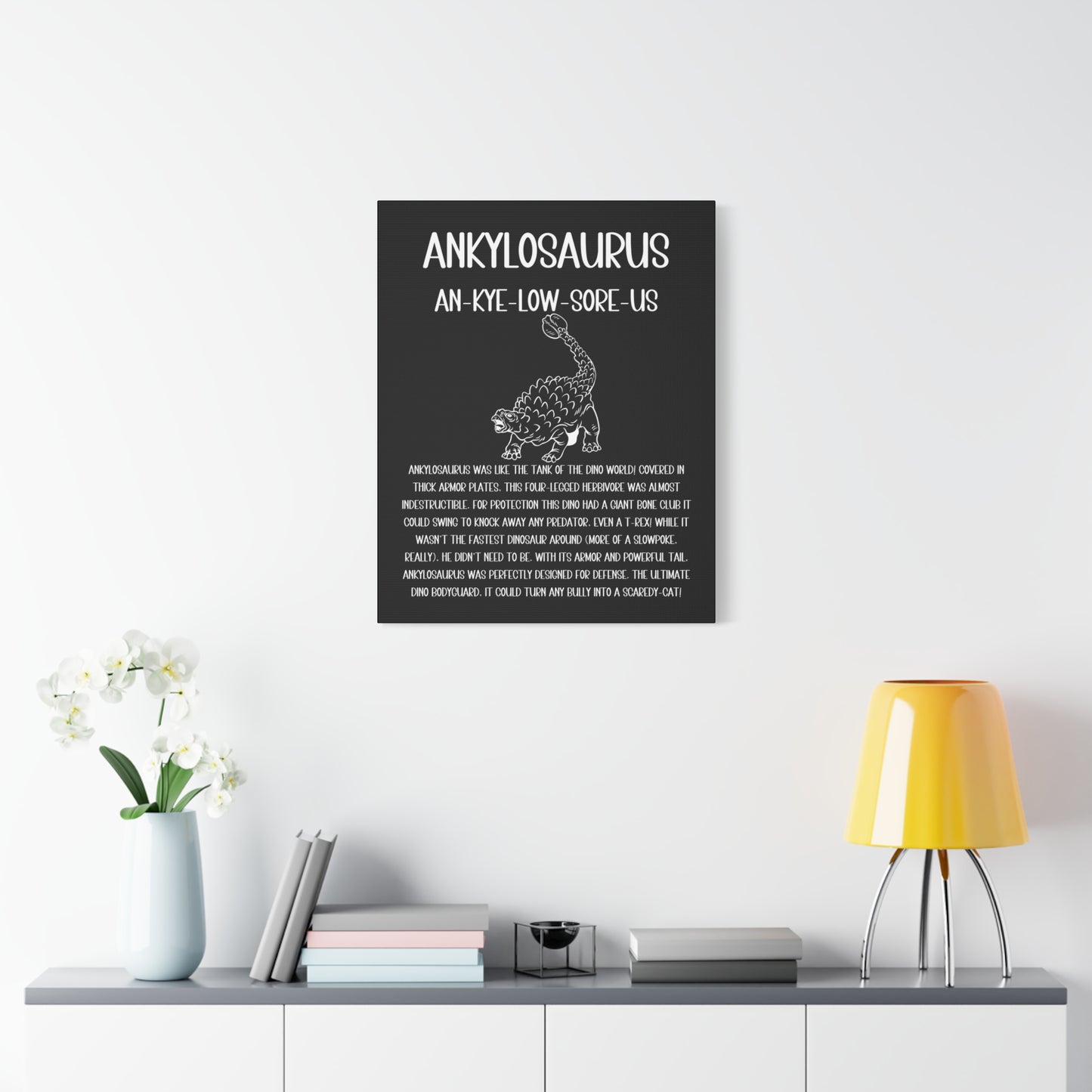 Defensive Ankylosaurus Vertical Matte Canvas Black, Stretched, 1.25" Amazing Gift for the Dino Lover in your life