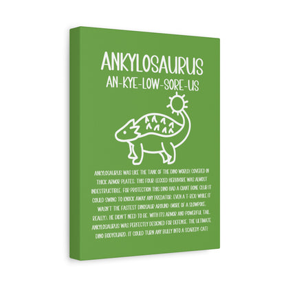 Cute Ankylosaurus Vertical Matte Canvas Green, Stretched, 1.25" Amazing Gift for the Dino Lover in your life