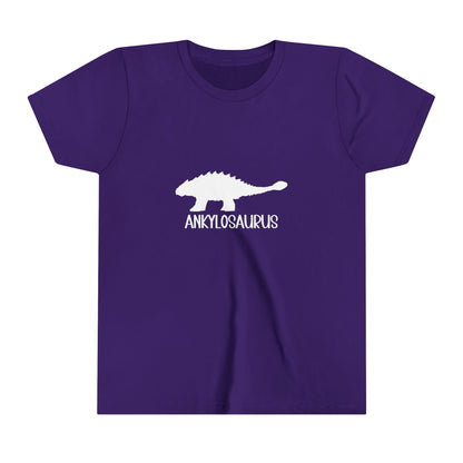 Youth Ankylosaurus T-Shirt with White Graphics - Unisex Jersey Short Sleeve Tee Super Comfy Dino T-Shirt Gift