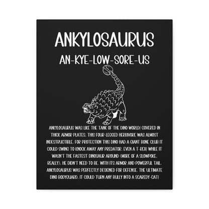 Defensive Ankylosaurus Vertical Matte Canvas Black, Stretched, 1.25" Amazing Gift for the Dino Lover in your life