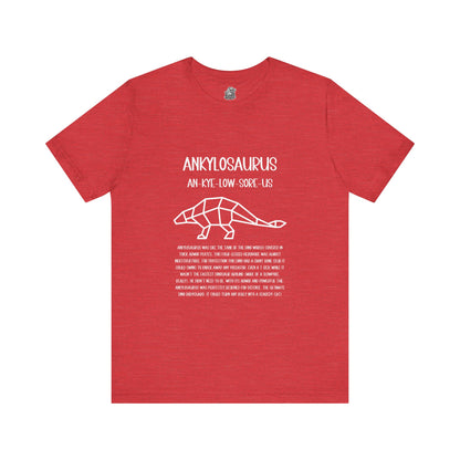 Polygon Ankylosaurus Detailed with White Graphics- Unisex Jersey Short Sleeve Tee Super Comfy Dino T-Shirt Gift