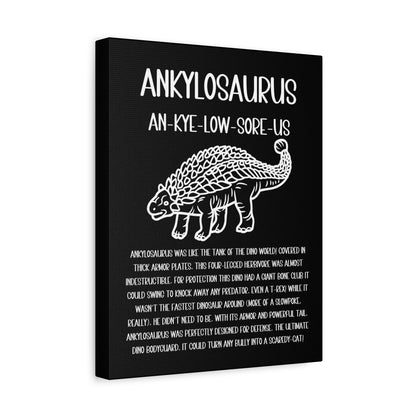 Outlined Ankylosaurus Vertical Matte Canvas Black, Stretched, 1.25" Amazing Gift for the Dino Lover in your life