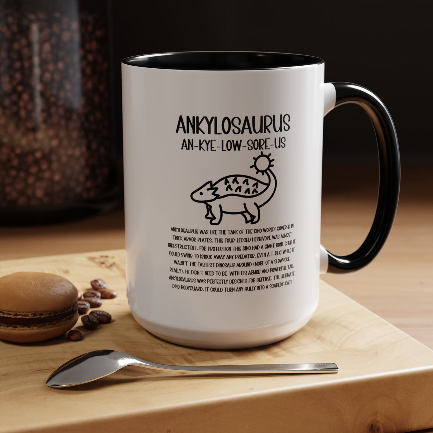 Cute Ankylosaurus Mug with Detailed Black Graphic Amazing Gift for the Dino Lovers in your life