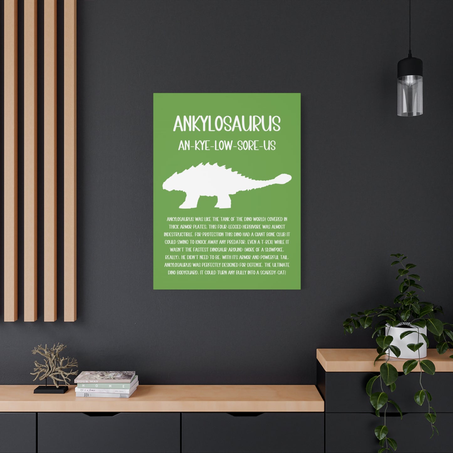 Ankylosaurus Vertical Matte Canvas Green, Stretched, 1.25" Amazing Gift for the Dino Lover in your life