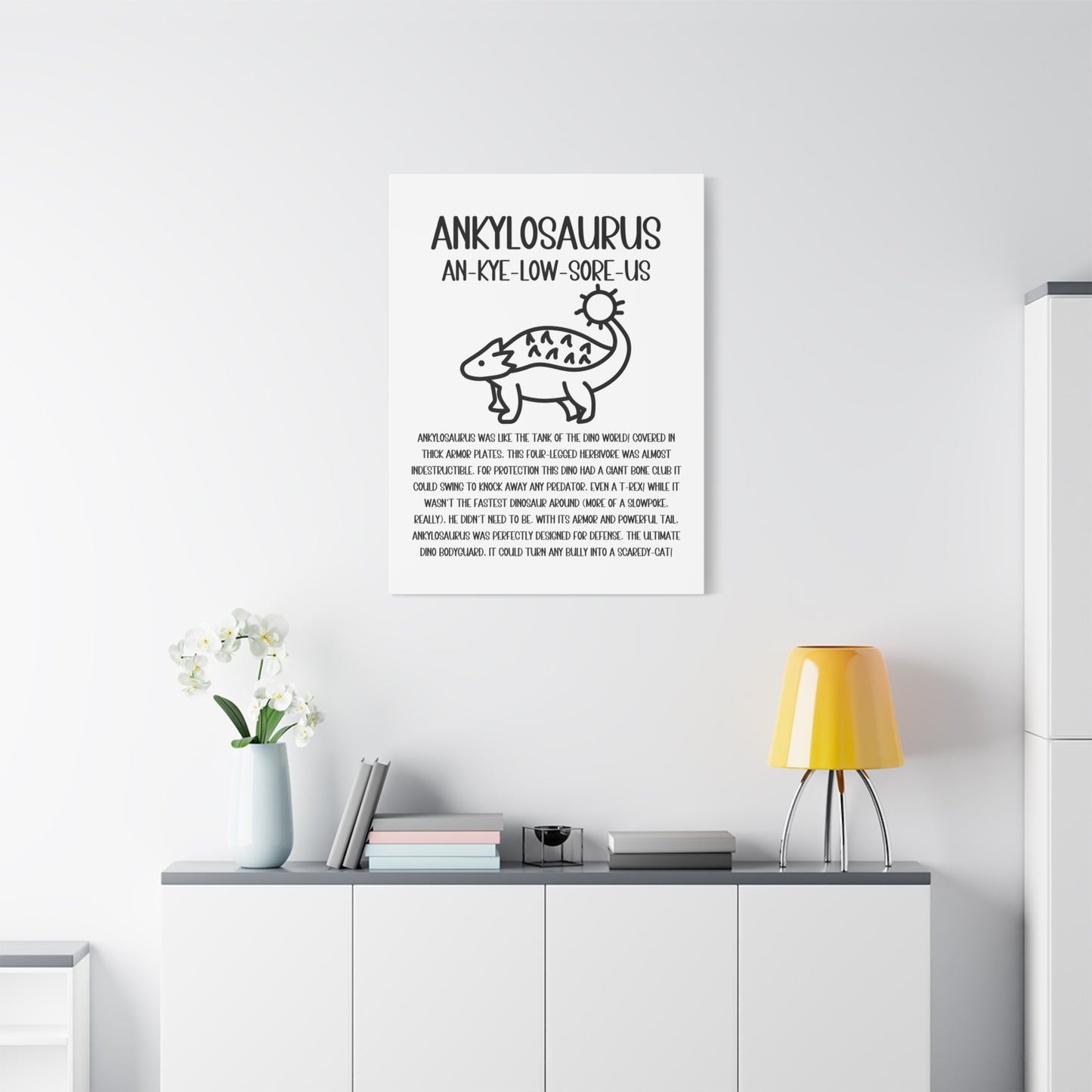 Cute Ankylosaurus Vertical Matte Canvas White, Stretched, 1.25" Amazing Gift for the Dino Lover in your life