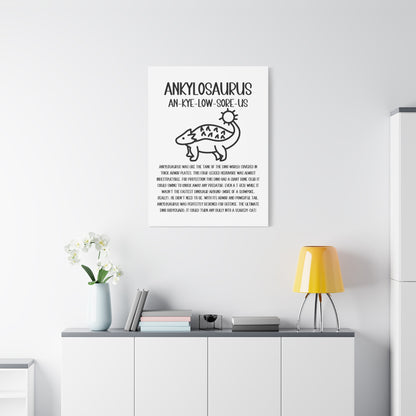 Cute Ankylosaurus Vertical Matte Canvas White, Stretched, 1.25" Amazing Gift for the Dino Lover in your life