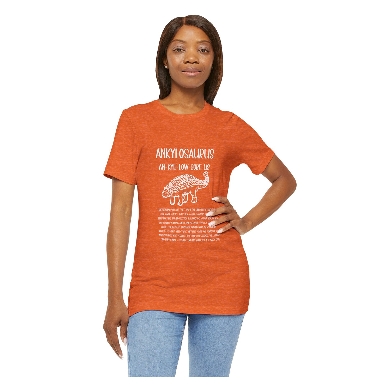 Outlined Ankylosaurus Detailed with White Graphics- Unisex Jersey Short Sleeve Tee Super Comfy Dino T-Shirt Gift