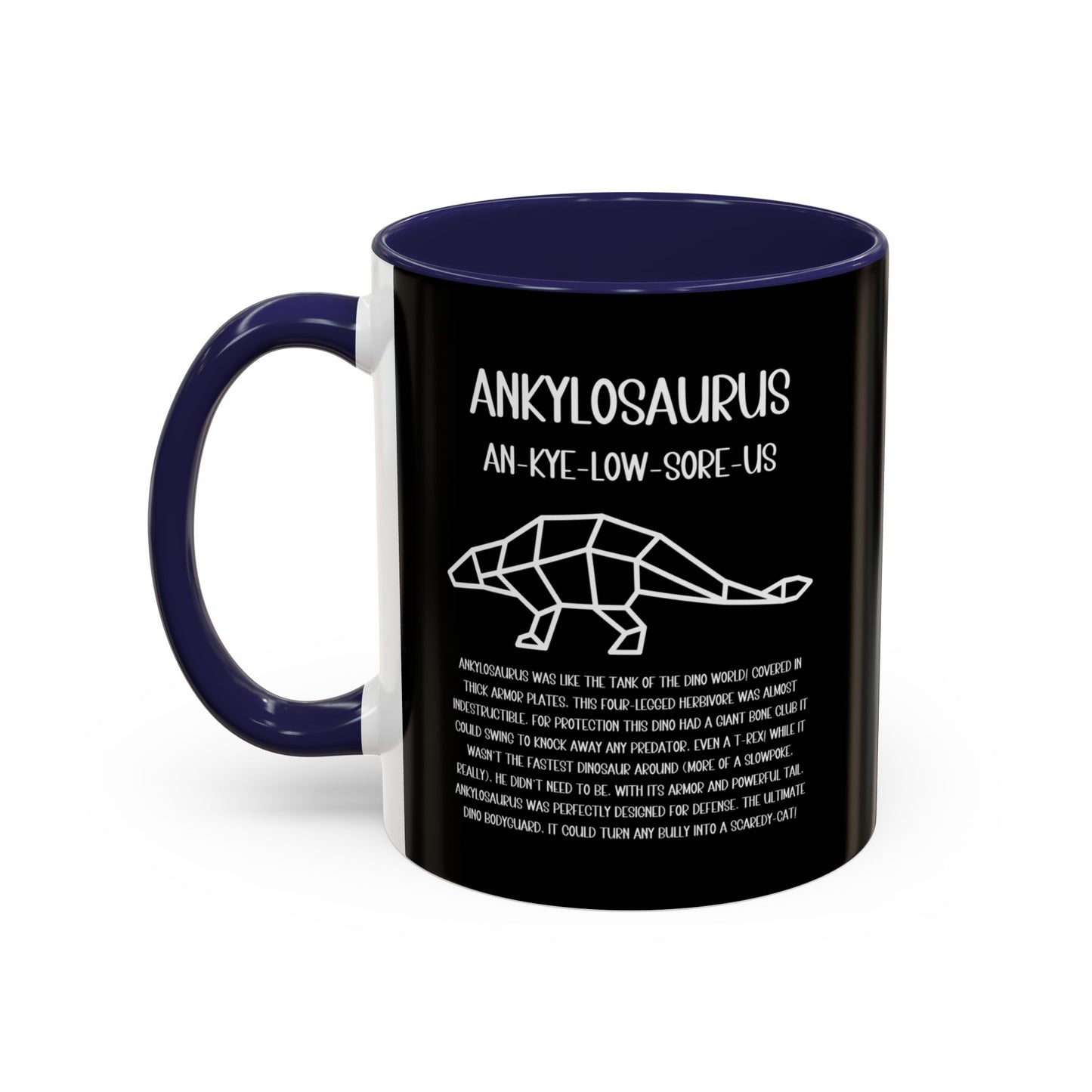 Polygon Ankylosaurus Mug with Detailed White Graphic Amazing Gift for the Dino Lovers in your life