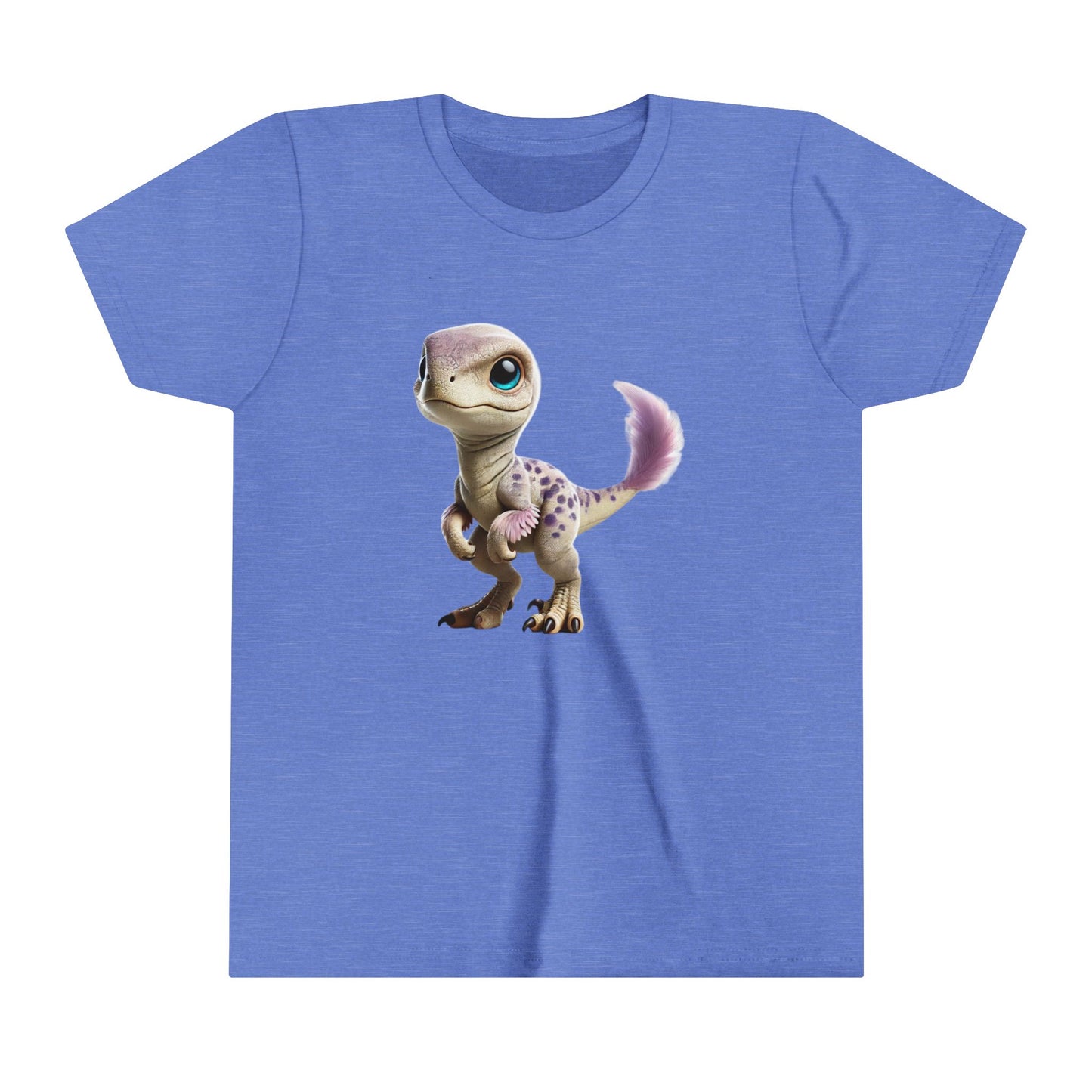 Youth Lovable Baby Velociraptor Tee – Sweet Dino Style in Soft Pastels! 🦖💜✨ - Unisex Jersey Short Sleeve Tee Super Comfy Dino T-Shirt Gift