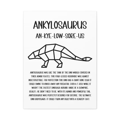 Polygon Outlined Ankylosaurus Vertical Matte Canvas White, Stretched, 1.25" Amazing Gift for the Dino Lover in your life