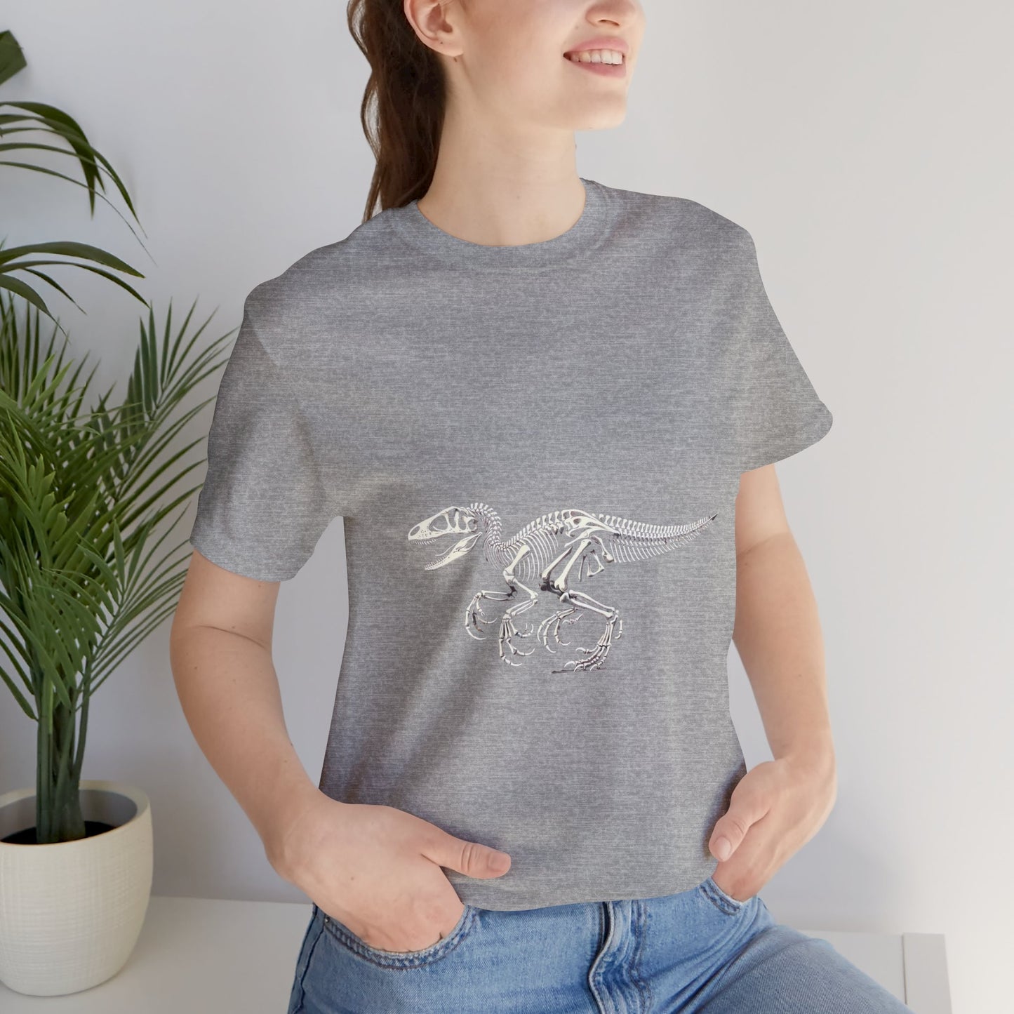 Detailed Velociraptor Skeleton Tee – Fossil-Inspired Style for Dino Fans! 🦖🦴 - Unisex Jersey Short Sleeve Tee Super Comfy Dino T-Shirt Gift