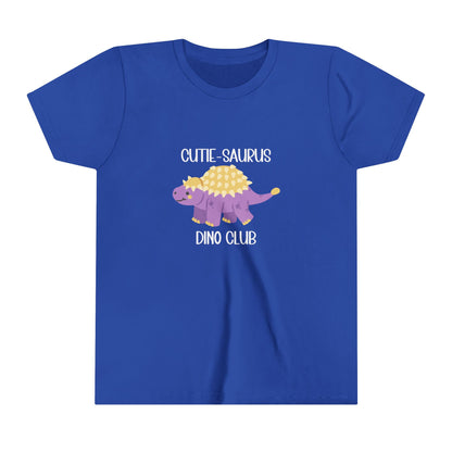 Youth Ankylosaurus Cutie Saurus Dino Club Purple - White Graphic - Unisex Jersey Short Sleeve Tee Super Comfy Dino T-Shirt Gift