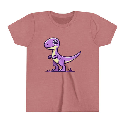 Youth Charming Purple Dinosaur Tee – For Dino-Loving Kids! 💜🦖 - Unisex Jersey Short Sleeve Tee Super Comfy Dino T-Shirt Gift