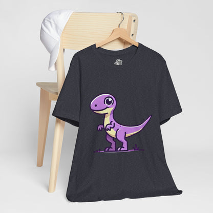 Cute Purple Cartoon Velociraptor - Unisex Jersey Short Sleeve Tee Super Comfy Dino T-Shirt Gift