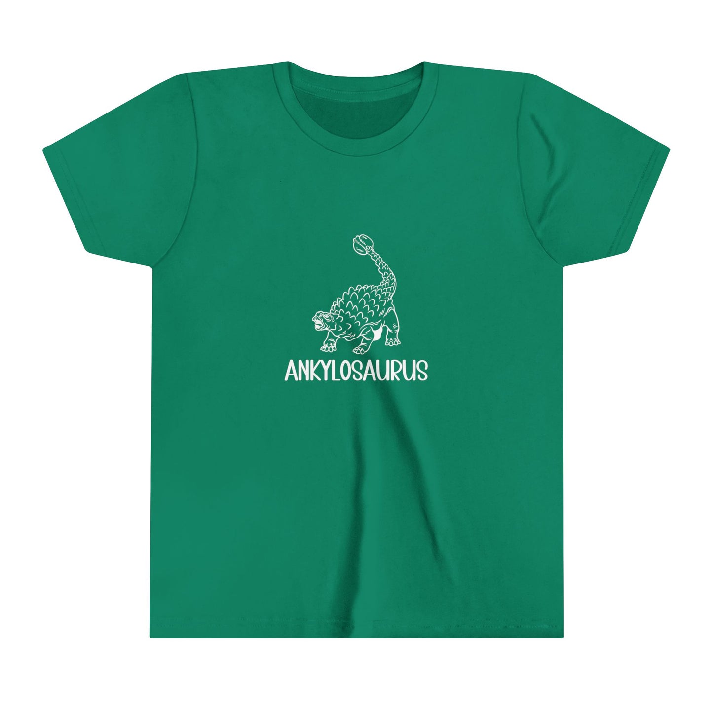 Youth Defensive Ankylosaurus T-Shirt with White Graphics - Unisex Jersey Short Sleeve Tee Super Comfy Dino T-Shirt Gift