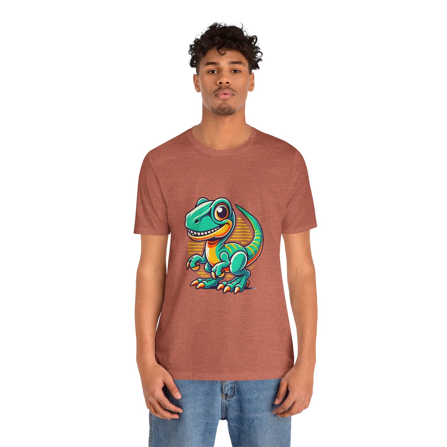 Retro Sunrise Velociraptor- Unisex Jersey Short Sleeve Tee Super Comfy Dino T-Shirt Gift