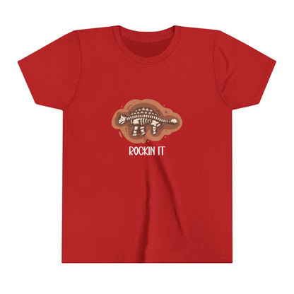 Youth Ankylosaurus Rockin It Graphic - Unisex Jersey Short Sleeve Tee Super Comfy Dino T-Shirt Gift