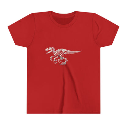 Youth Detailed Velociraptor Skeleton Tee – Fossil-Inspired Style for Dino Fans! 🦖🦴⚒️- Unisex Jersey Short Sleeve Tee Super Comfy Dino T-Shirt Gift