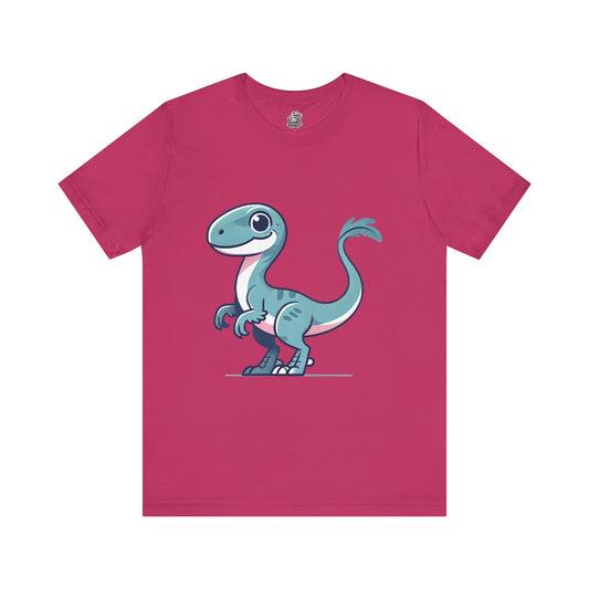 Adorable Blue Cartoon Cartoon Velociraptor - Unisex Jersey Short Sleeve Tee Super Comfy Dino T-Shirt Gift