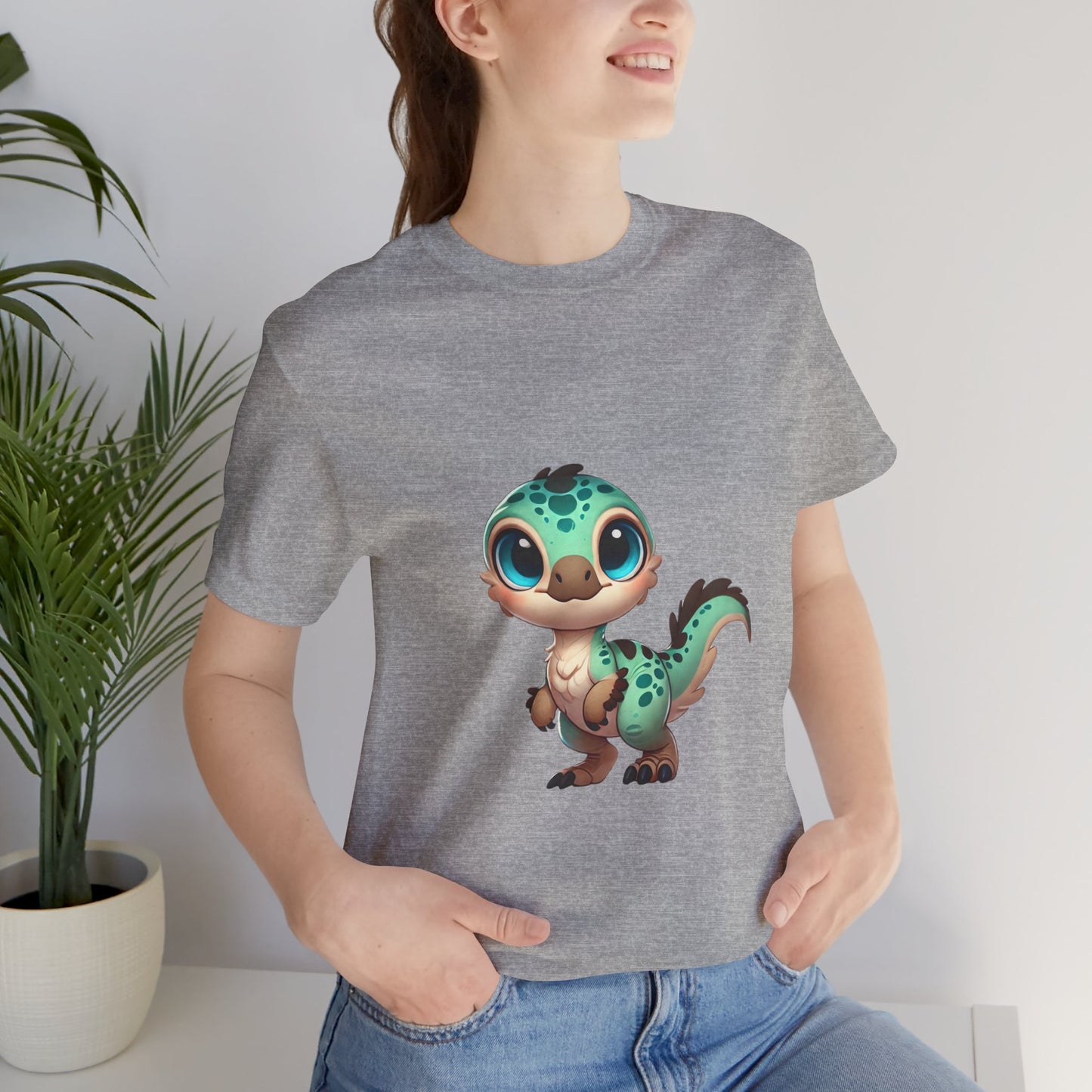 Adorable Baby Velociraptor Tee – Cuteness Overload for Dino Lovers! 🦖💚✨ - Unisex Jersey Short Sleeve Tee Super Comfy Dino T-Shirt Gift