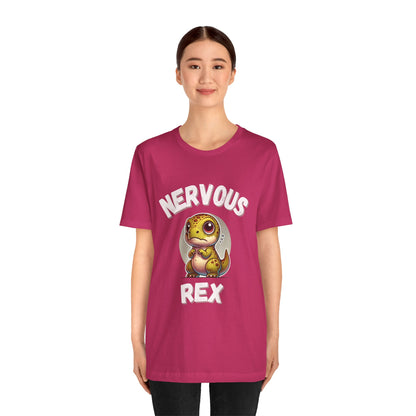 Cute Nervous Rex Unisex T-Shirt – Cute & Funny Unisex Dino Design for Everyday Fun