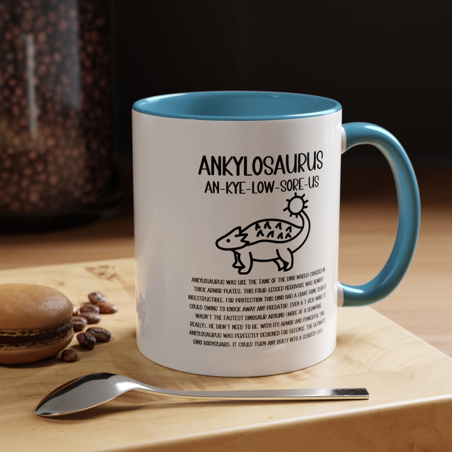 Cute Ankylosaurus Mug with Detailed Black Graphic Amazing Gift for the Dino Lovers in your life