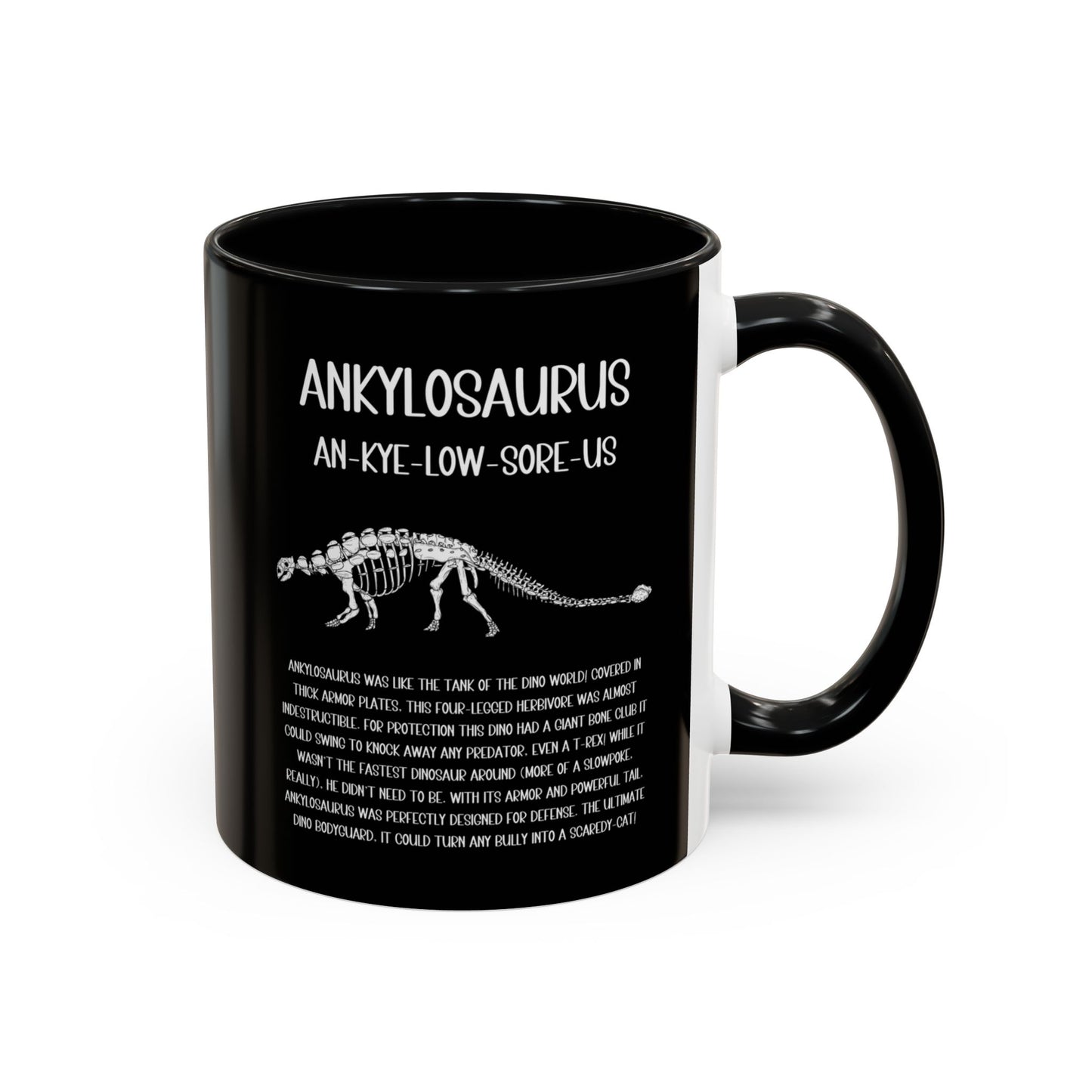 Fossil Ankylosaurus Mug with Detailed White Graphic Amazing Gift for the Dino Lovers in your life