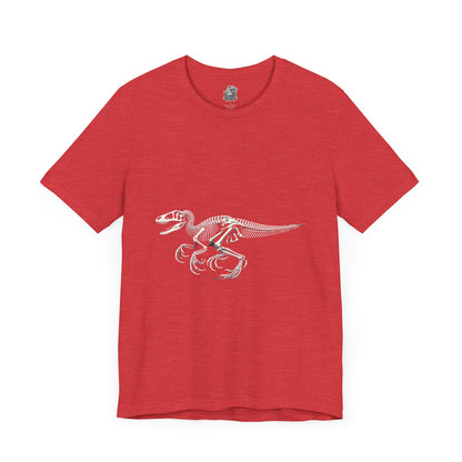 Detailed Velociraptor Skeleton Tee – Fossil-Inspired Style for Dino Fans! 🦖🦴 - Unisex Jersey Short Sleeve Tee Super Comfy Dino T-Shirt Gift