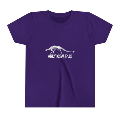 Youth Fossil Ankylosaurus T-Shirt with White Graphics - Unisex Jersey Short Sleeve Tee Super Comfy Dino T-Shirt Gift