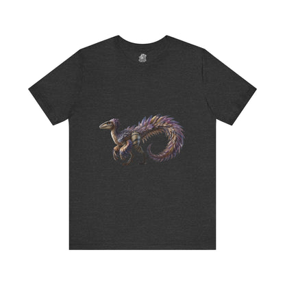 Majestic Feathered Velociraptor Tee – Fierce, Fabulous, and Full of Flair! 🦖💜✨ - Unisex Jersey Short Sleeve Tee Super Comfy Dino T-Shirt Gift